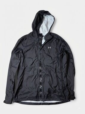Under Armour Black Hooded Rain Jacket Windbreaker Size Small